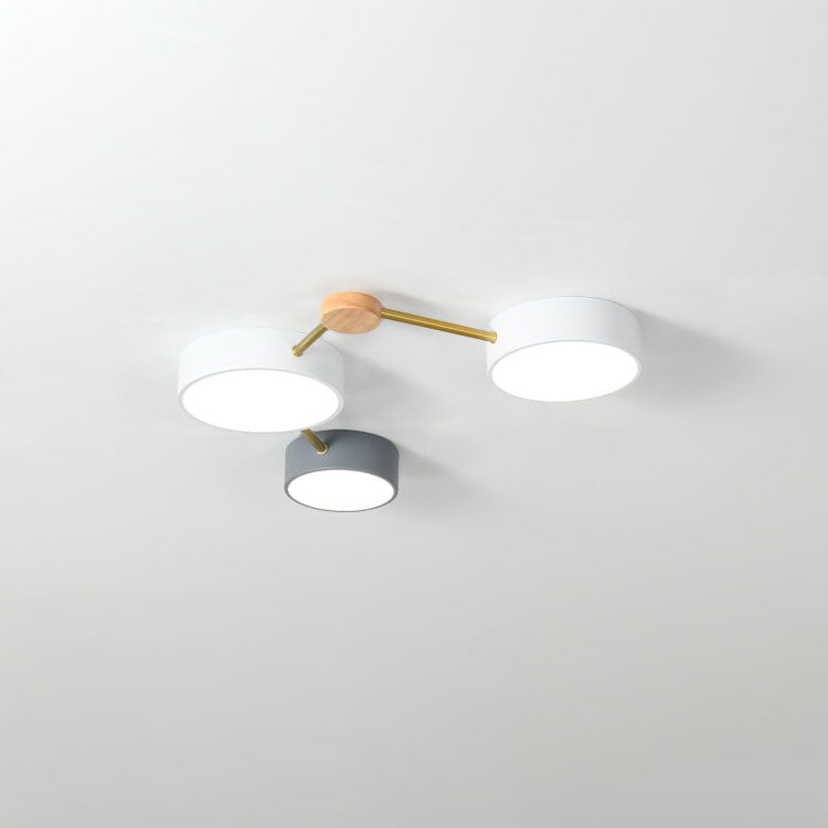Scandinavian Minimalist | Flush Mount Ceiling Light with Solid Wood & Iron Design | Modern Illumination for Elegant Spaces