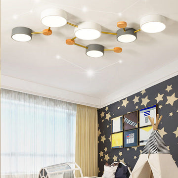 Scandinavian Minimalist | Flush Mount Ceiling Light with Solid Wood & Iron Design | Modern Illumination for Elegant Spaces