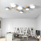 Scandinavian Minimalist | Flush Mount Ceiling Light with Solid Wood & Iron Design | Modern Illumination for Elegant Spaces