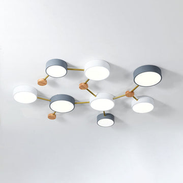Scandinavian Minimalist | Flush Mount Ceiling Light with Solid Wood & Iron Design | Modern Illumination for Elegant Spaces