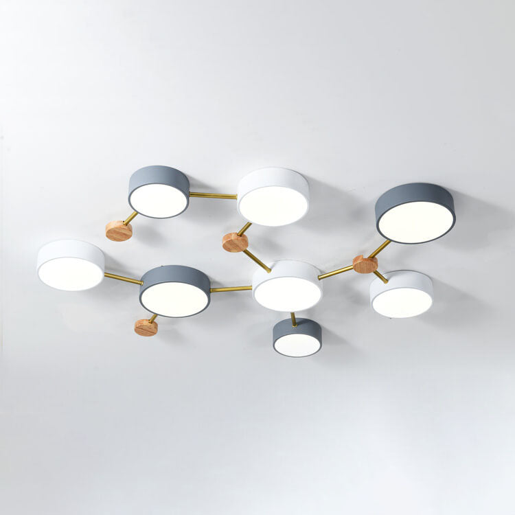 Scandinavian Minimalist | Flush Mount Ceiling Light with Solid Wood & Iron Design | Modern Illumination for Elegant Spaces