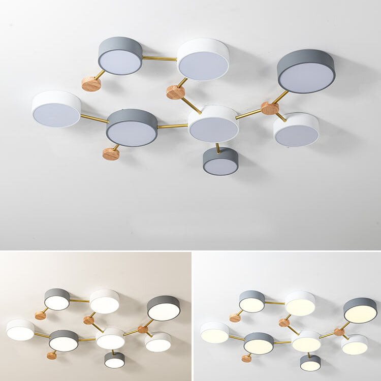 Scandinavian Minimalist | Flush Mount Ceiling Light with Solid Wood & Iron Design | Modern Illumination for Elegant Spaces