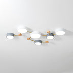 Scandinavian Minimalist | Flush Mount Ceiling Light with Solid Wood & Iron Design | Modern Illumination for Elegant Spaces