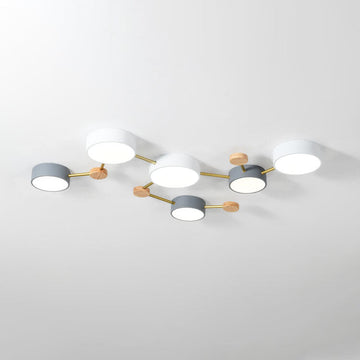 Scandinavian Minimalist | Flush Mount Ceiling Light with Solid Wood & Iron Design | Modern Illumination for Elegant Spaces