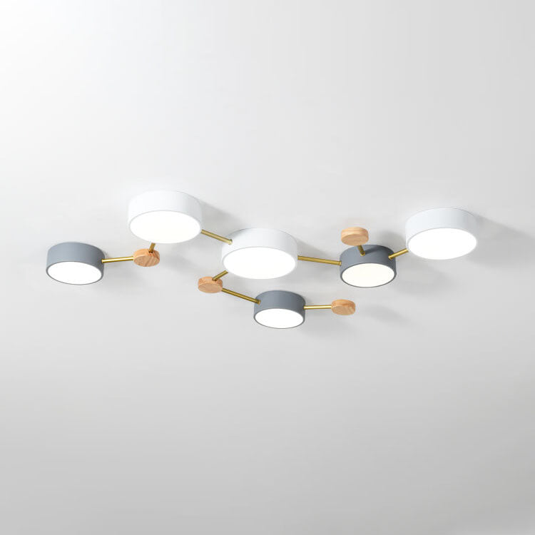 Scandinavian Minimalist | Flush Mount Ceiling Light with Solid Wood & Iron Design | Modern Illumination for Elegant Spaces