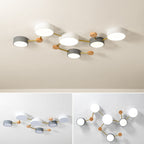 Scandinavian Minimalist | Flush Mount Ceiling Light with Solid Wood & Iron Design | Modern Illumination for Elegant Spaces