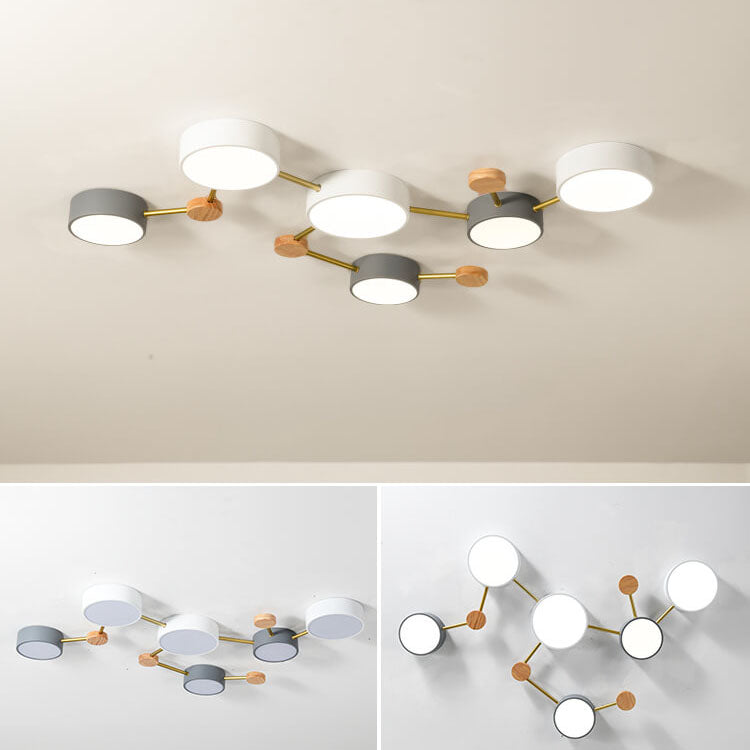 Scandinavian Minimalist | Flush Mount Ceiling Light with Solid Wood & Iron Design | Modern Illumination for Elegant Spaces
