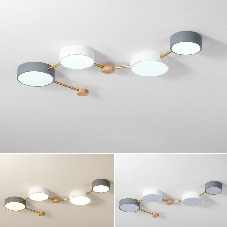 Scandinavian Minimalist | Flush Mount Ceiling Light with Solid Wood & Iron Design | Modern Illumination for Elegant Spaces