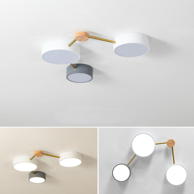 Scandinavian Minimalist | Flush Mount Ceiling Light with Solid Wood & Iron Design | Modern Illumination for Elegant Spaces