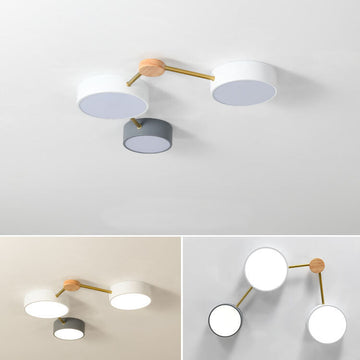Scandinavian Minimalist | Flush Mount Ceiling Light with Solid Wood & Iron Design | Modern Illumination for Elegant Spaces