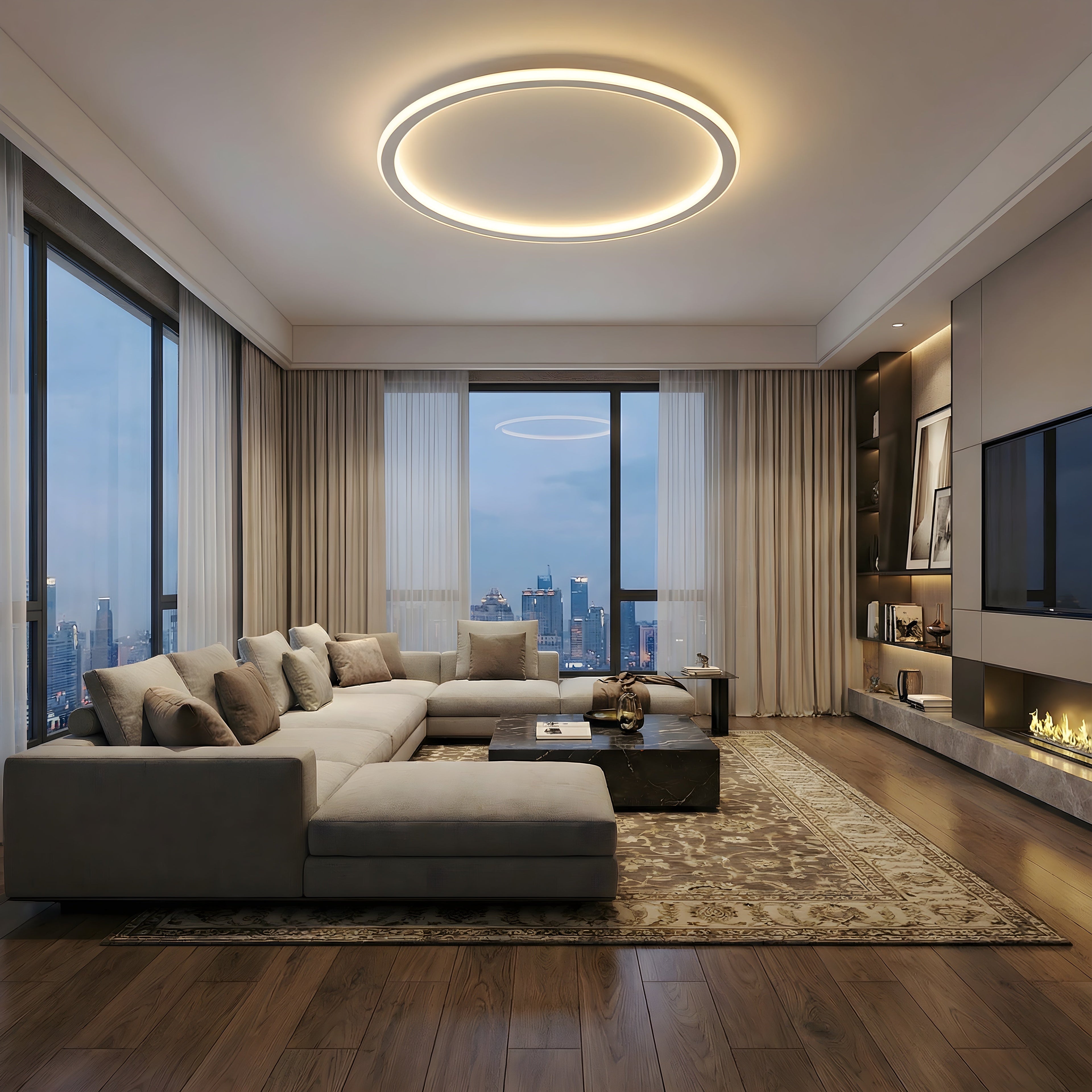 Scandinavian Round Flush Mount Ceiling Light with LED Bulb | Minimalist Design for Modern Spaces