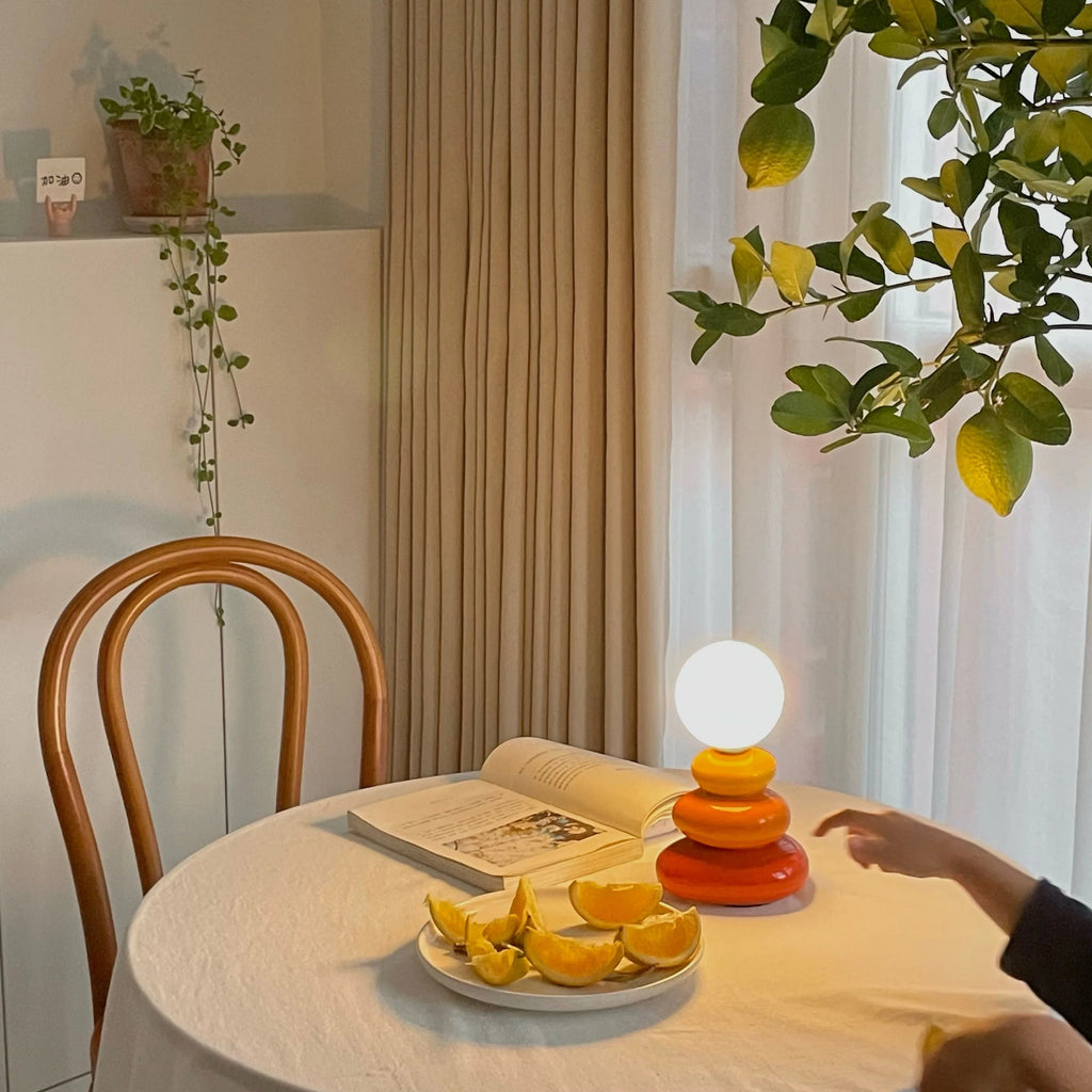 Sculptural Ceramic Table Lamp with Opal Orb Diffuser | USB-Powered Nightstand Lighting for Modern Elegance