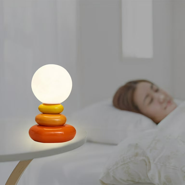 Sculptural Ceramic Table Lamp with Opal Orb Diffuser | USB-Powered Nightstand Lighting for Modern Elegance