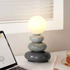 Sculptural Ceramic Table Lamp with Opal Orb Diffuser | USB-Powered Nightstand Lighting for Modern Elegance