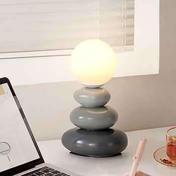 Sculptural Ceramic Table Lamp with Opal Orb Diffuser | USB-Powered Nightstand Lighting for Modern Elegance