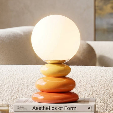 Sculptural Ceramic Table Lamp with Opal Orb Diffuser | USB-Powered Nightstand Lighting for Modern Elegance