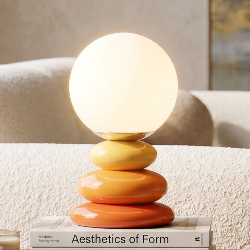 Sculptural Ceramic Table Lamp with Opal Orb Diffuser | USB-Powered Nightstand Lighting for Modern Elegance