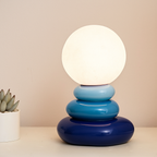 Sculptural Ceramic Table Lamp with Opal Orb Diffuser | USB-Powered Nightstand Lighting for Modern Elegance