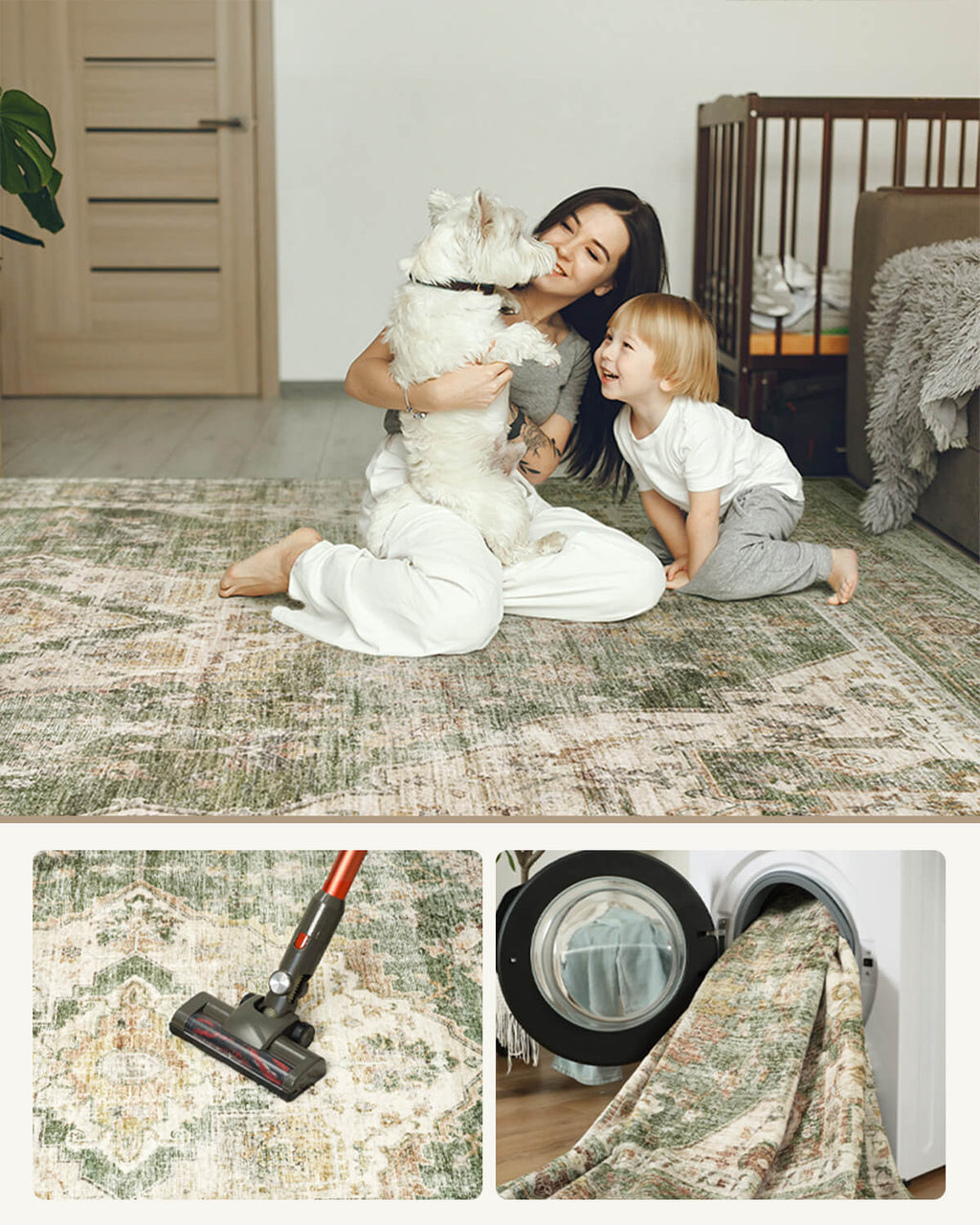 Selene Collection | Washable Area Rug with Non-Slip Backing | Eco-Friendly Design for Ultimate Comfort in Living Rooms