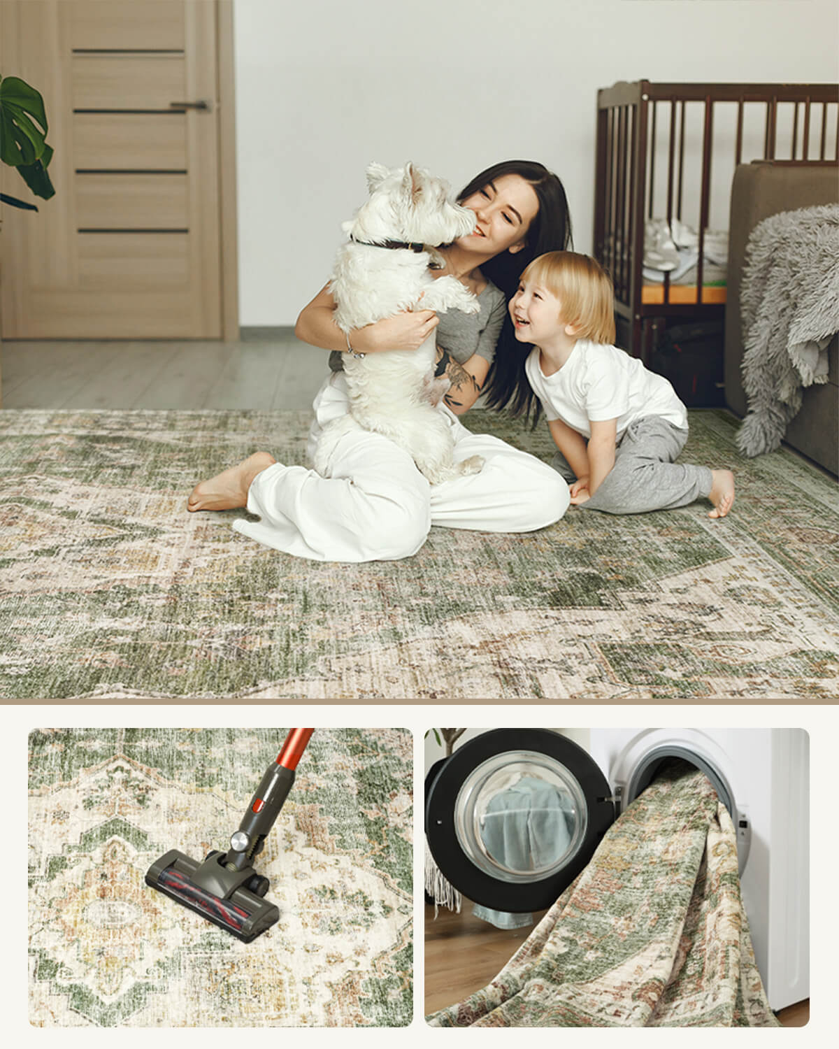 Selene Collection | Washable Area Rug with Non-Slip Backing | Eco-Friendly Design for Ultimate Comfort in Living Rooms