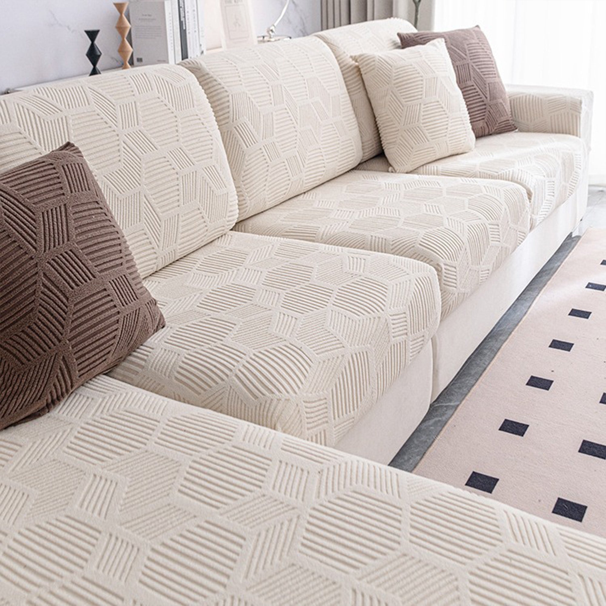 Water Resistant Honeycomb Jacquard Stretch Sofa Cover