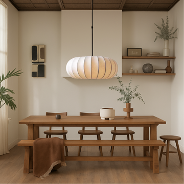 Silk Pendant Light with Adjustable Height & Minimalist Design | Elegant Kitchen Pendant Lighting for Cozy Dining Atmosphere