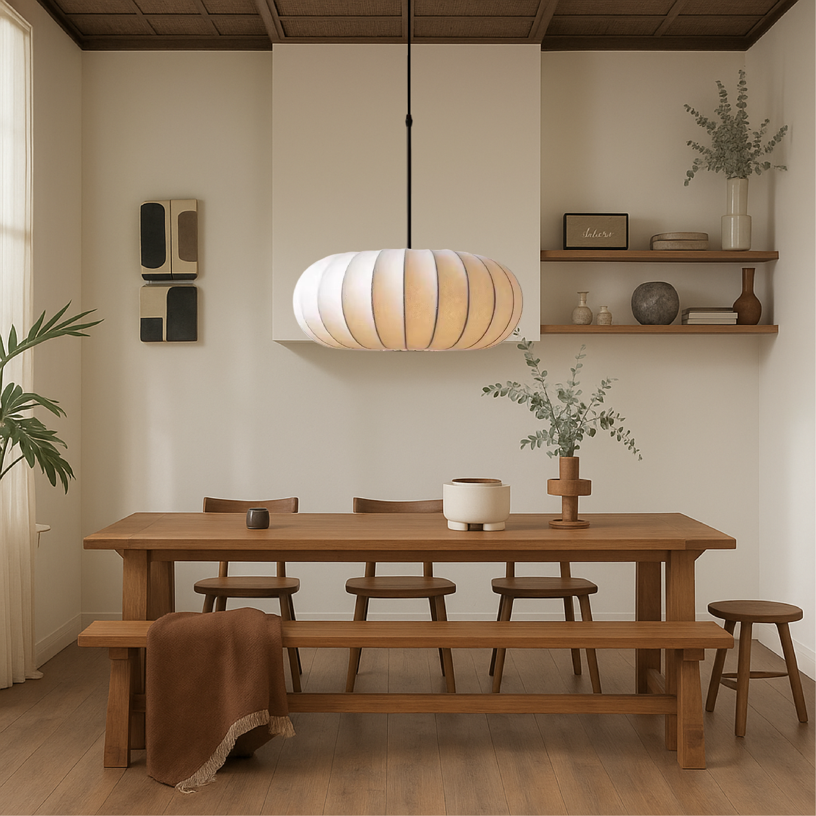Silk Pendant Light with Adjustable Height & Minimalist Design | Elegant Kitchen Pendant Lighting for Cozy Dining Atmosphere