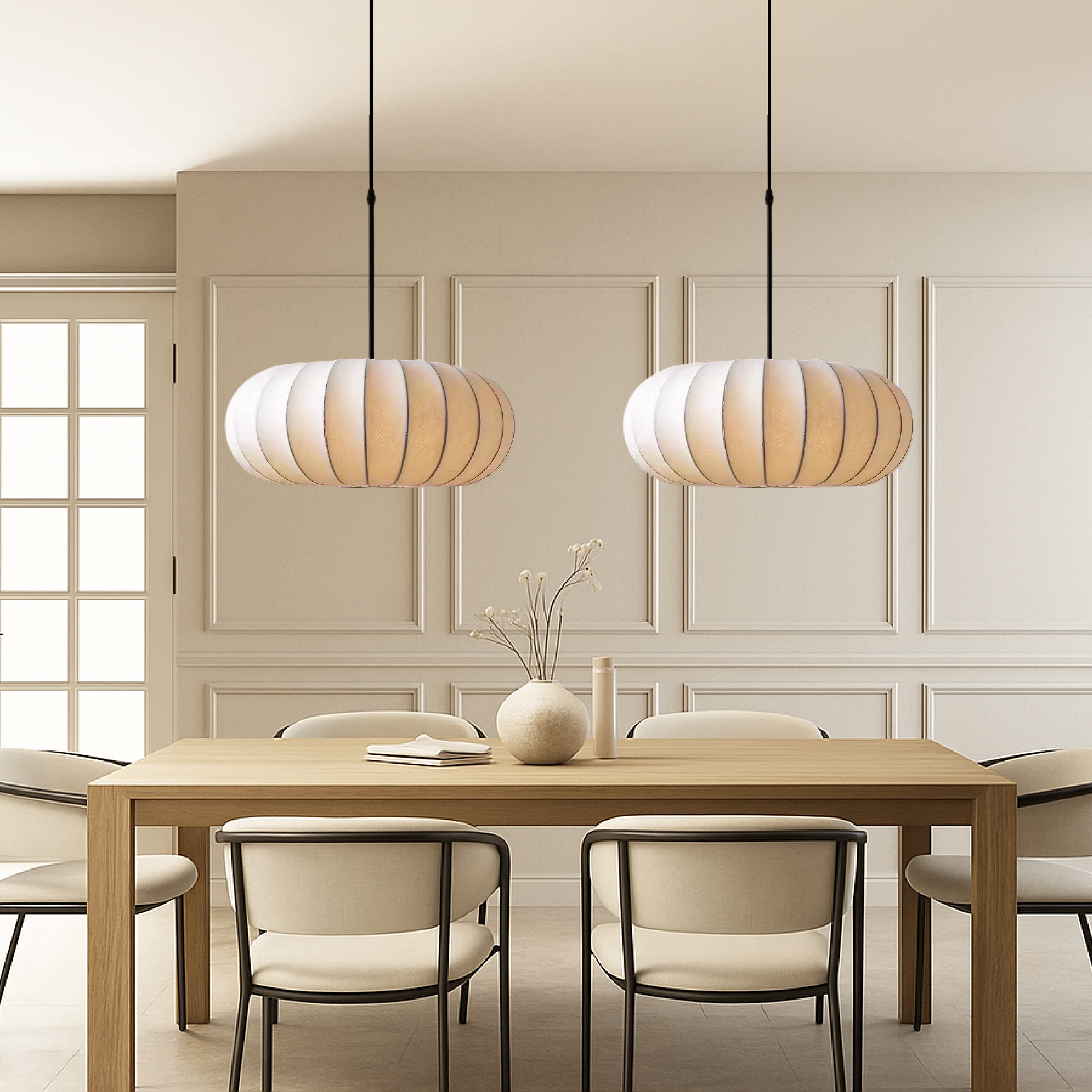 Silk Pendant Light with Adjustable Height & Minimalist Design | Elegant Kitchen Pendant Lighting for Cozy Dining Atmosphere