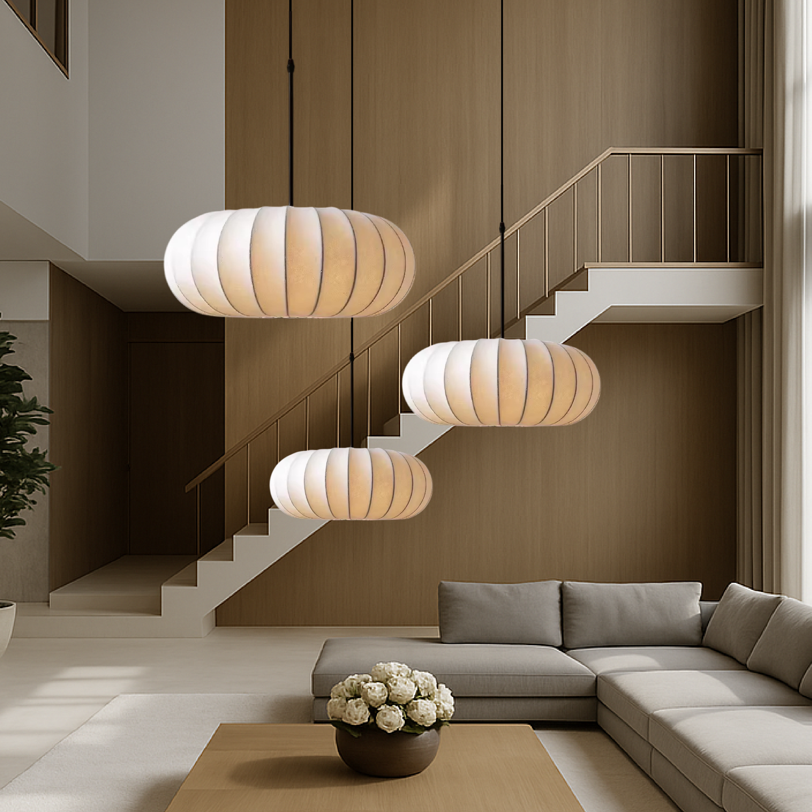 Silk Pendant Light with Adjustable Height & Minimalist Design | Elegant Kitchen Pendant Lighting for Cozy Dining Atmosphere