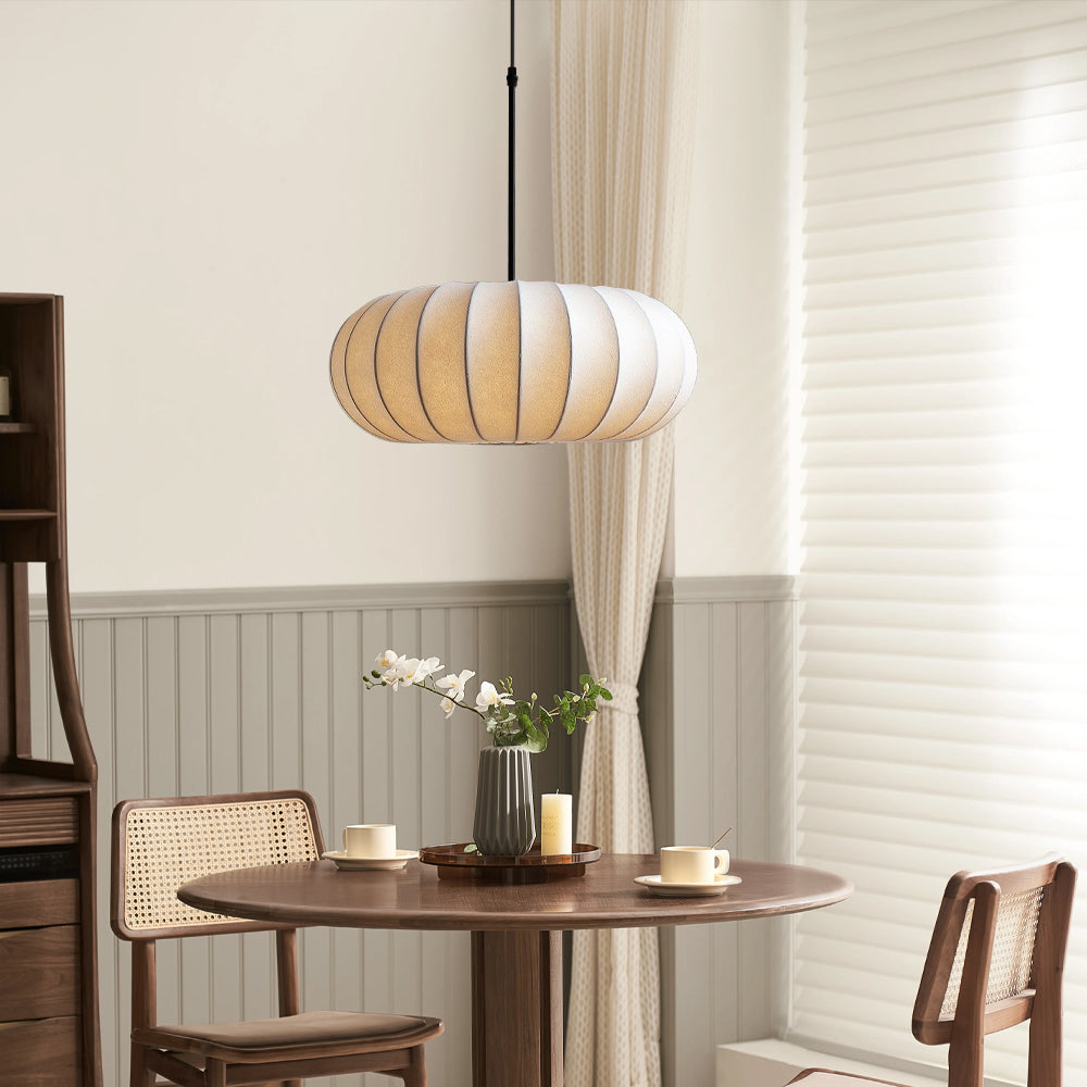 Silk Pendant Light with Adjustable Height & Minimalist Design | Elegant Kitchen Pendant Lighting for Cozy Dining Atmosphere