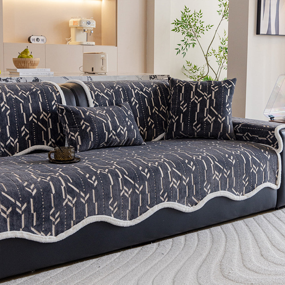 Nordic Arrow Chenille Non Slip Couch Cover for Modern Homes