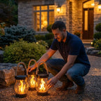 Solar Lanterns | Outdoor Solar Lantern with Realistic LED Flame | Weatherproof Design for Cozy Garden Ambiance