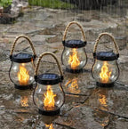 Solar Lanterns | Outdoor Solar Lantern with Realistic LED Flame | Weatherproof Design for Cozy Garden Ambiance