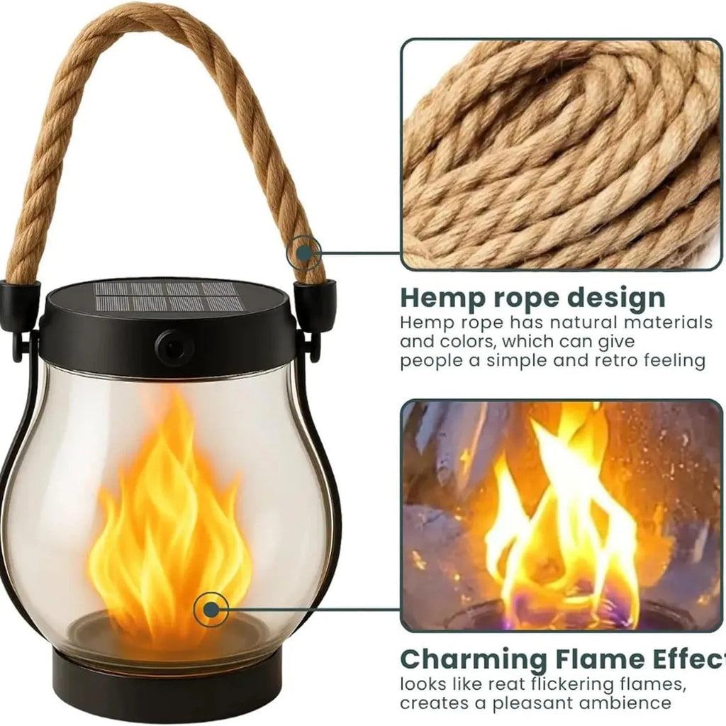 Solar Lanterns | Outdoor Solar Lantern with Realistic LED Flame | Weatherproof Design for Cozy Garden Ambiance