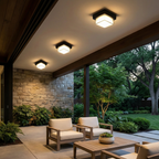 Square Outdoor Ceiling Lamp | IP68 Waterproof Flush Mount Light | Durable LED Fixture for Patios and Balconies