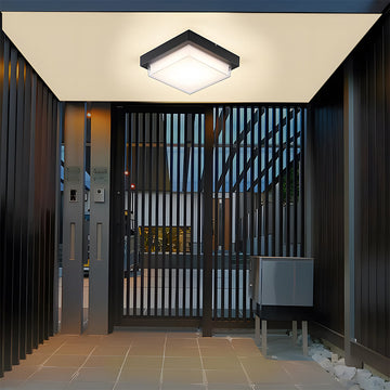 Square Outdoor Ceiling Lamp | IP68 Waterproof Flush Mount Light | Durable LED Fixture for Patios and Balconies