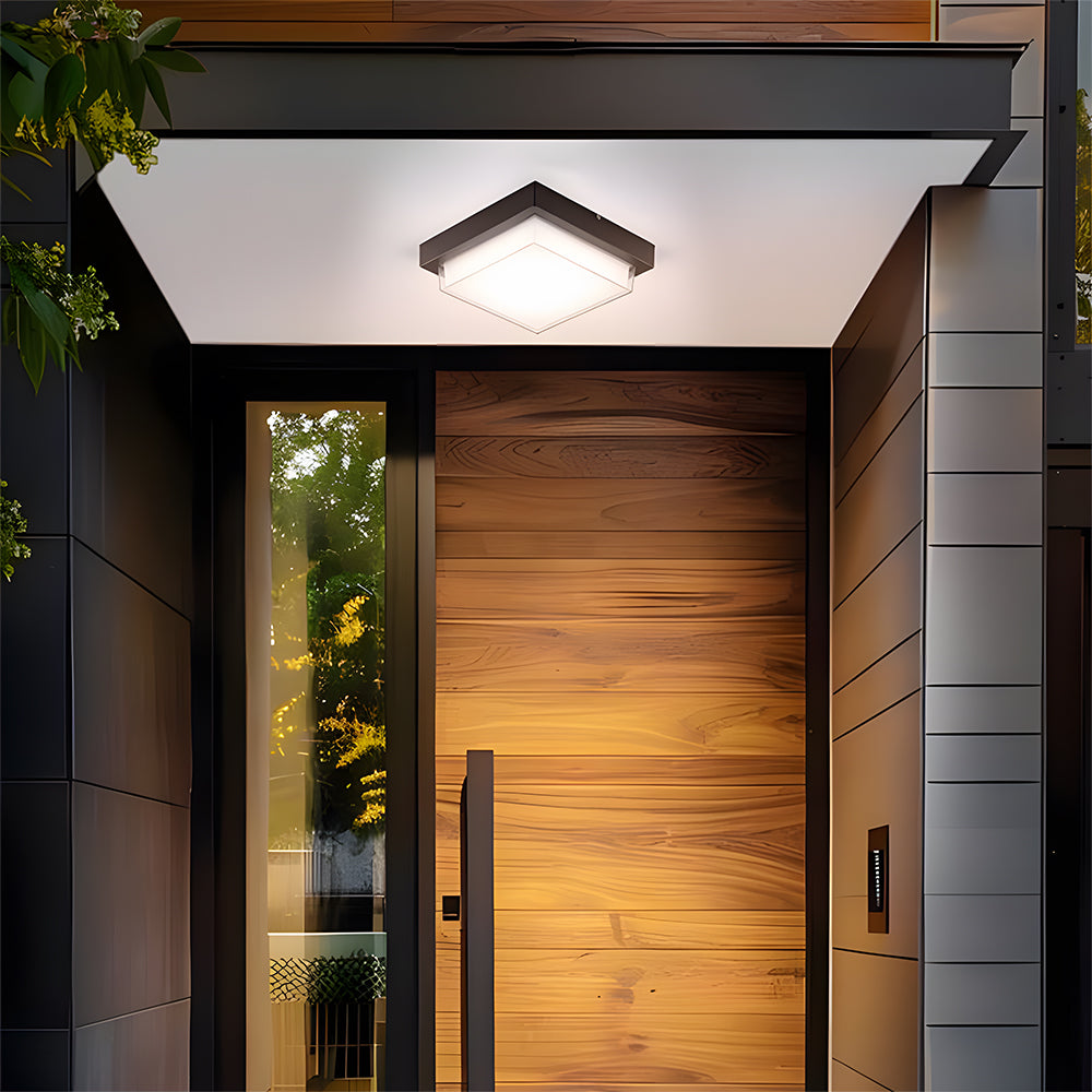 Square Outdoor Ceiling Lamp | IP68 Waterproof Flush Mount Light | Durable LED Fixture for Patios and Balconies
