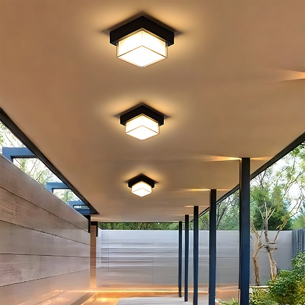 Outdoor Flush Mount Ceiling Light, IP68 Waterproof LED, Square Round, Patio