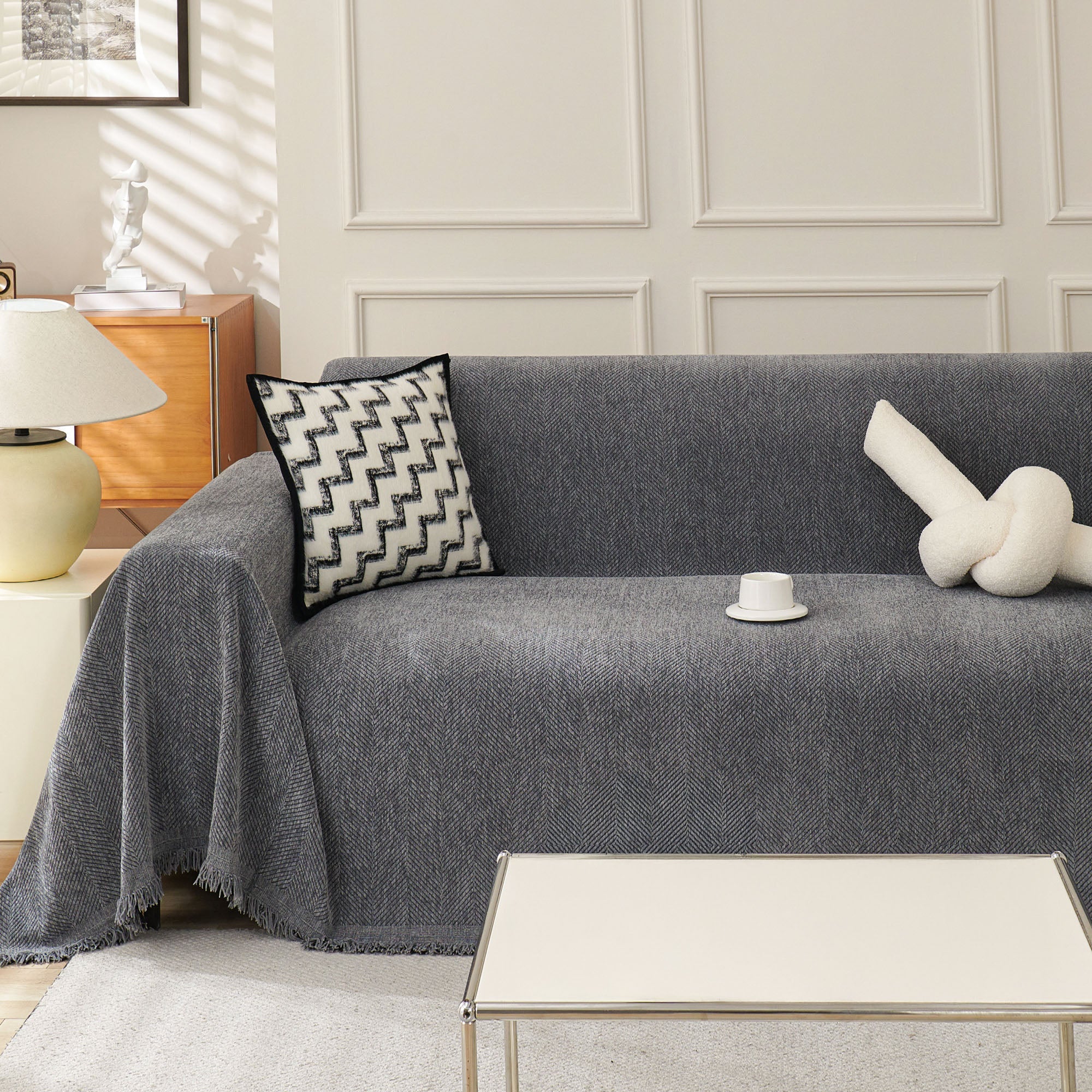 Soft Breathable Herringbone Sofa Cover for Modern Cozy Living