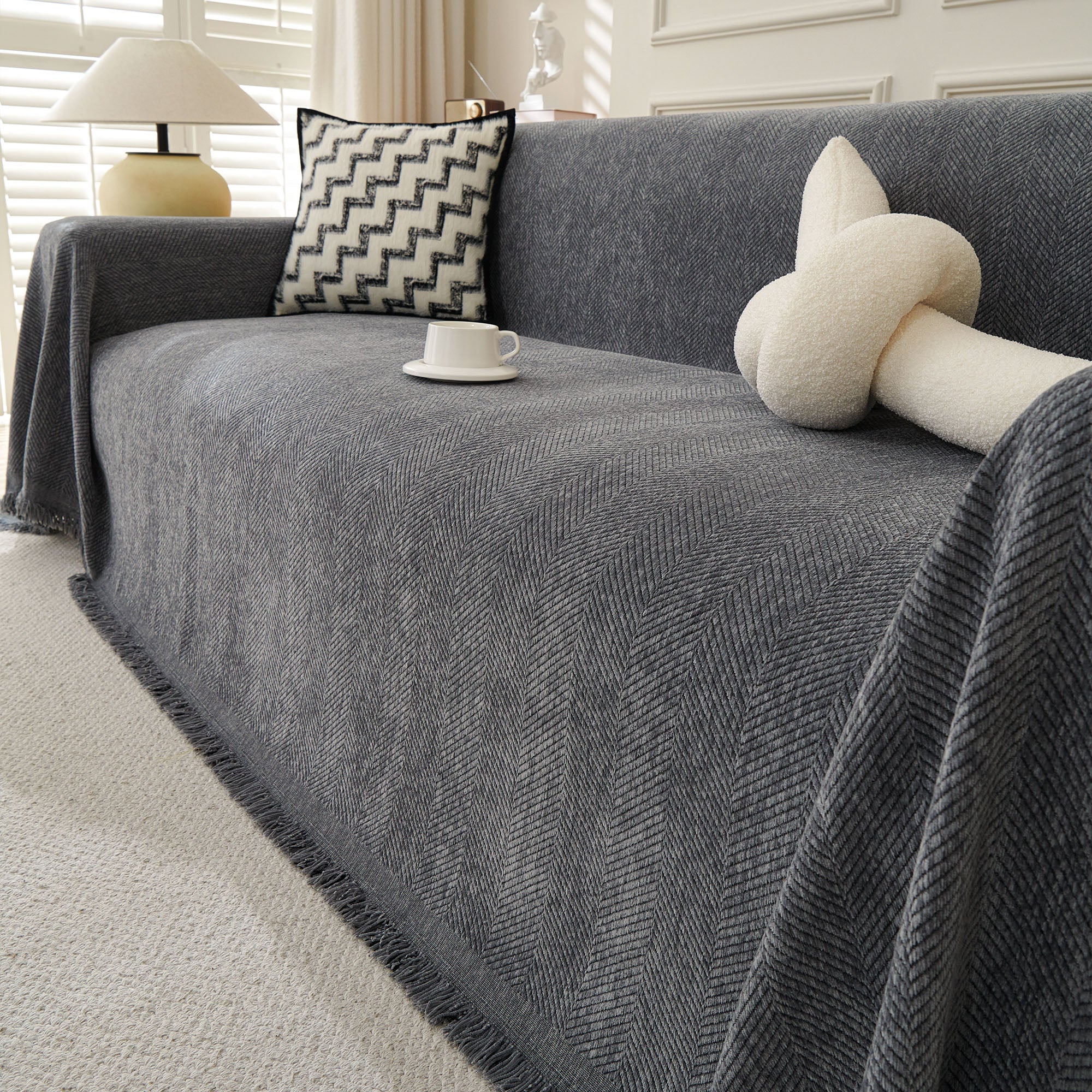 Soft Breathable Herringbone Sofa Cover for Modern Cozy Living