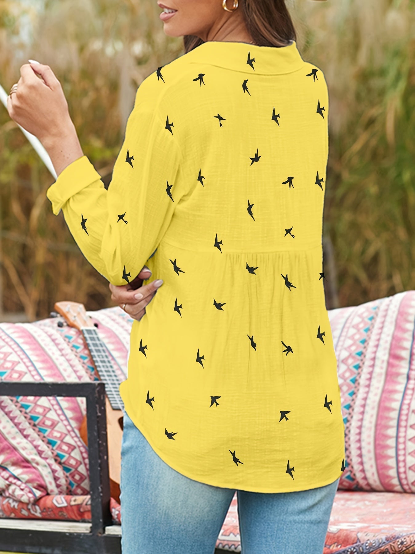 Stylish Mens Shirt with Printed Design & Functional Button Closure for Versatile Wear