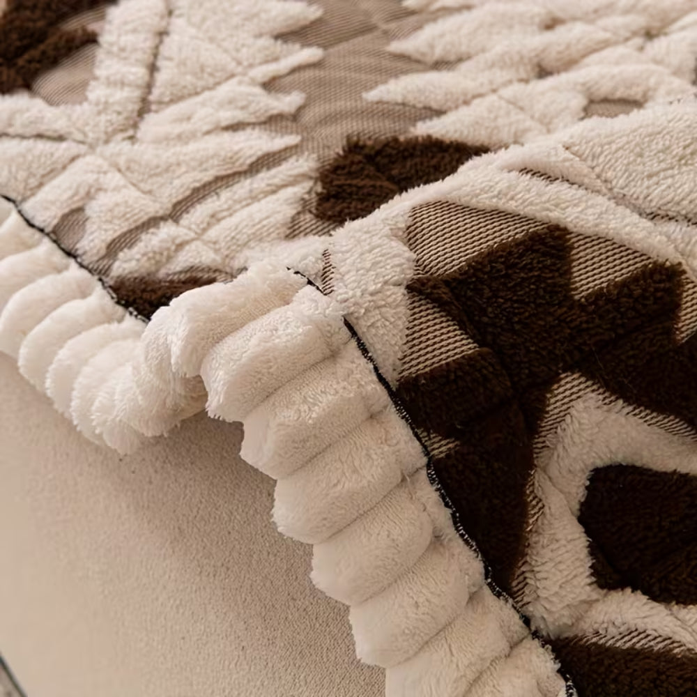 Thick Quilted Plush Couch Cover for Winter Comfort