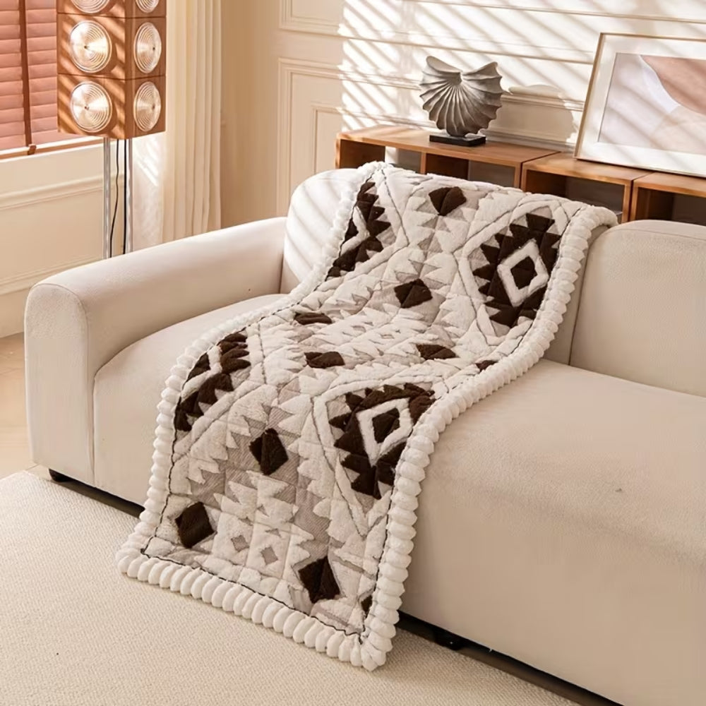 Thick Quilted Plush Couch Cover for Winter Comfort