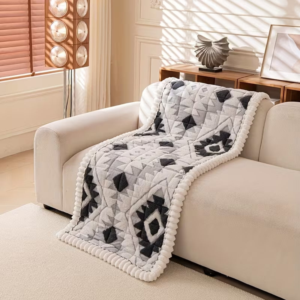 Thick Quilted Plush Couch Cover for Winter Comfort