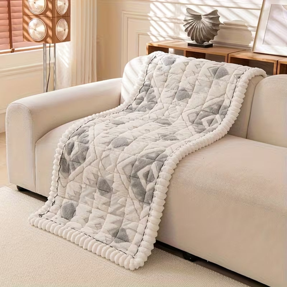 Thick Quilted Plush Couch Cover for Winter Comfort