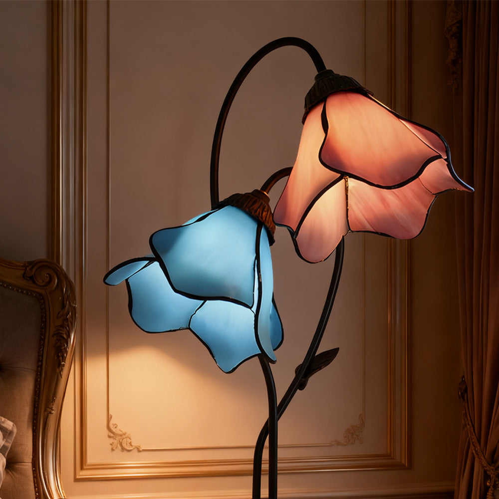 Tiffany-Style Table Lamp with Vintage Resin Base for Elegant Ambiance