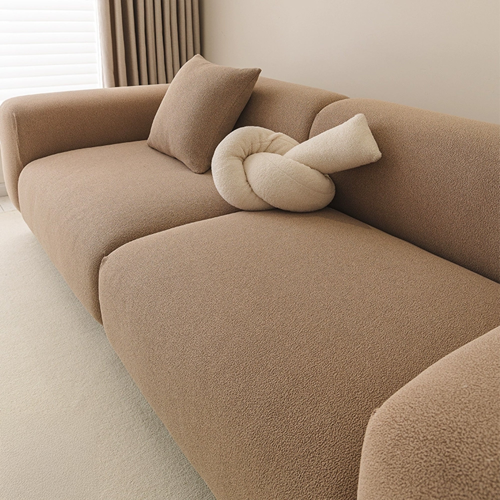 CloudNest Boucle Stretch Sofa Cover for Soft Full Room Protection