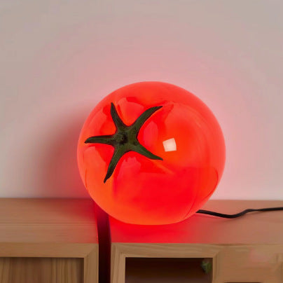 Tomato Glass Table Lamp | Integrated LED for Cozy Ambient Lighting | Compact Nightstand Lamp