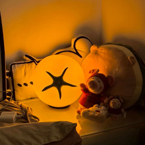 Tomato Glass Table Lamp | Integrated LED for Cozy Ambient Lighting | Compact Nightstand Lamp