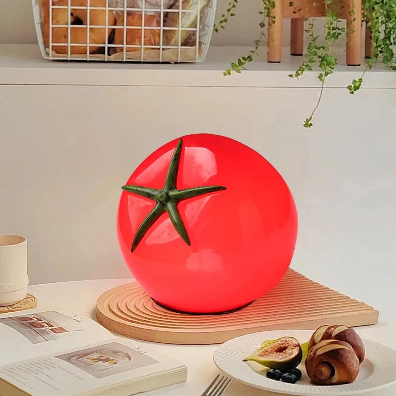 Tomato Glass Table Lamp | Integrated LED for Cozy Ambient Lighting | Compact Nightstand Lamp